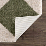 Arilla Green Washable Diamond Area Rug