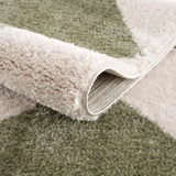 Arilla Green Washable Diamond Area Rug