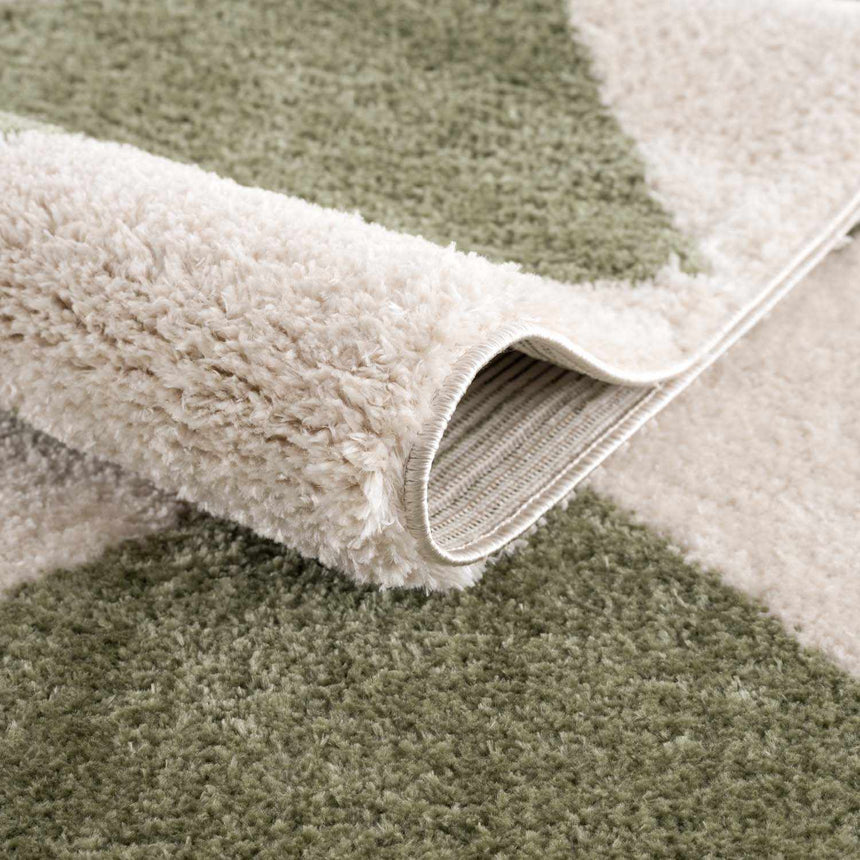 Arilla Green Washable Diamond Area Rug