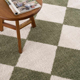Arilla Green Washable Diamond Area Rug