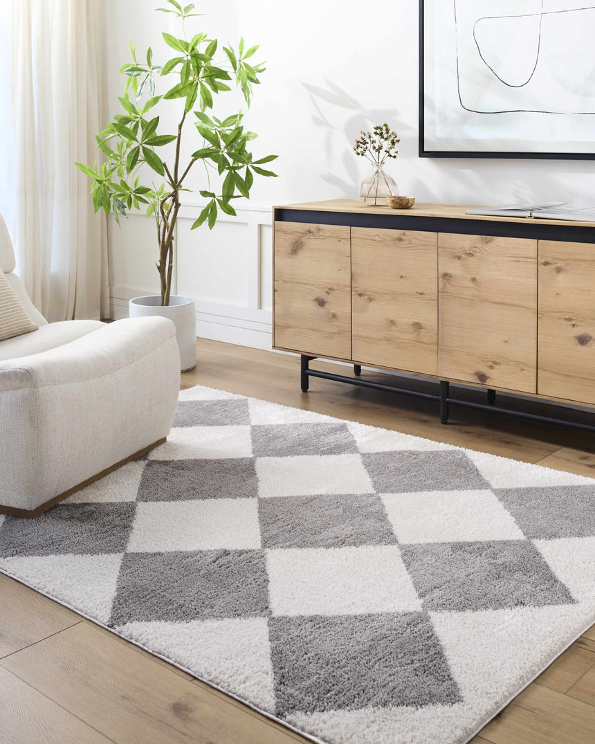 Arilla Diamond Checkered Washable Area Rug