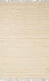 Close-up of the Iantha Jute Rug. Hand-woven rug in bleached jute, ivory, and natural jute colors with fringe detail. Design-Rectangle-46