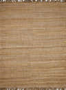 Close-up of the beige, hand-woven Oaks Perfect Flatweave Jute Rug showing natural fiber texture and fringe. Design-Rectangle