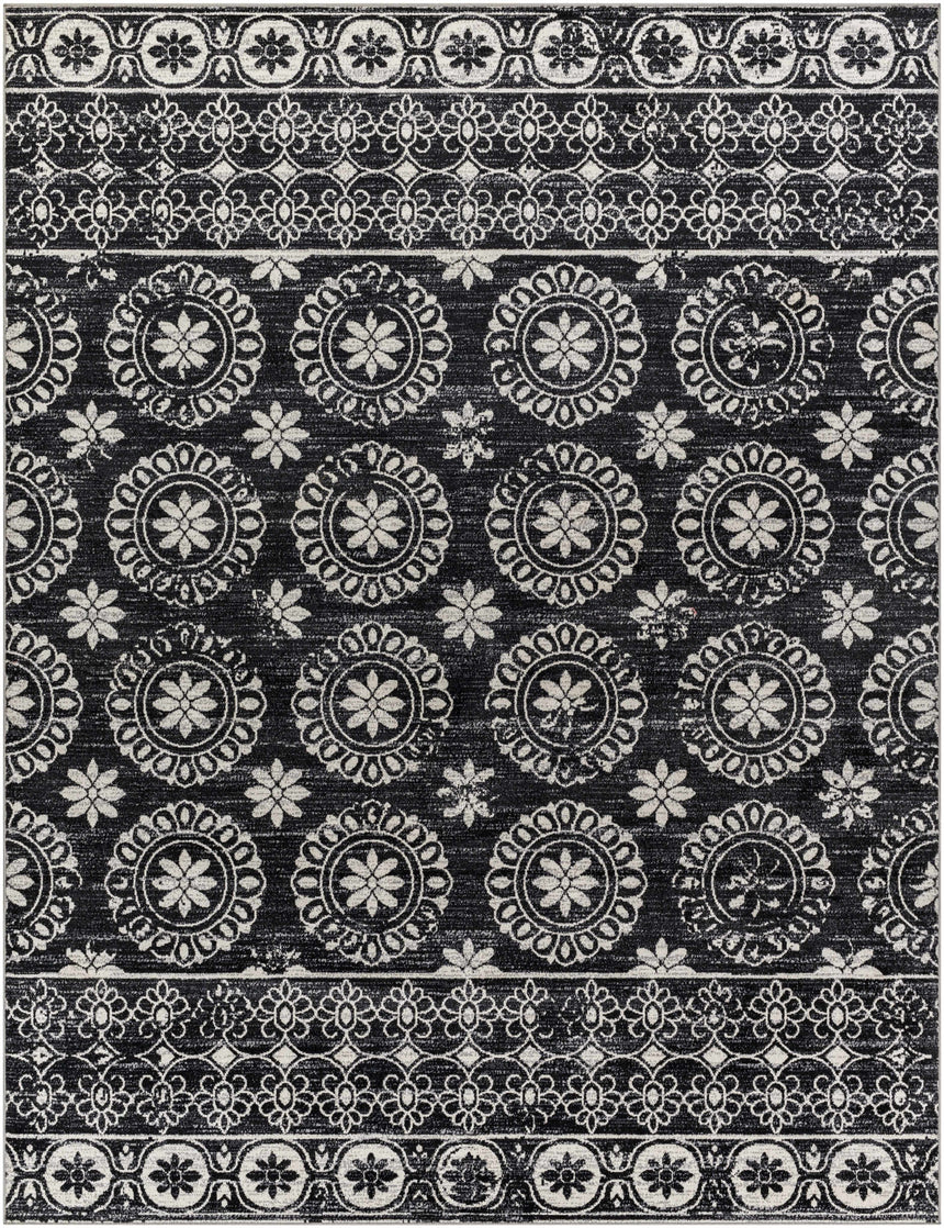 Kahraman Black & White Washable Rug