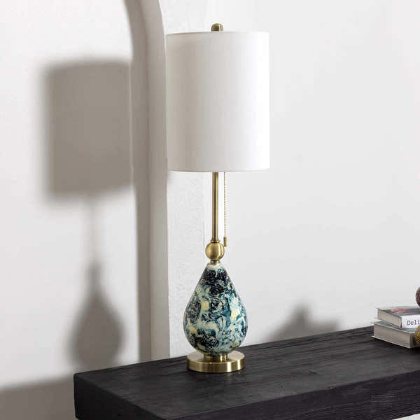 Katipunan Aqua Gold Metallic Brass Table Lamp