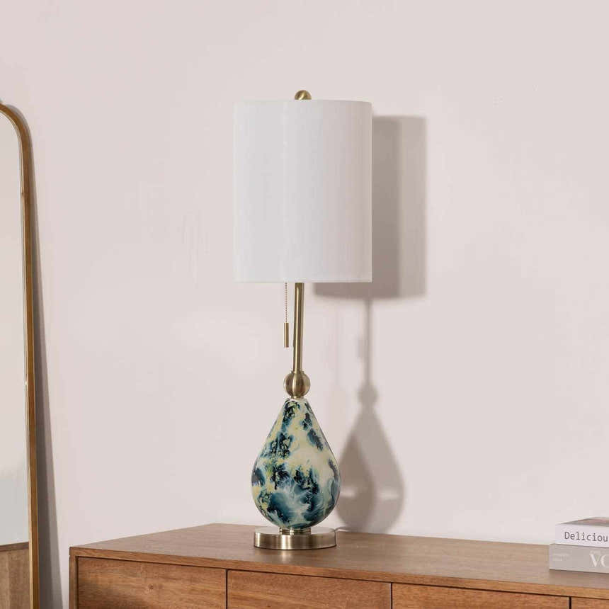 Katipunan Aqua Gold Metallic Brass Table Lamp