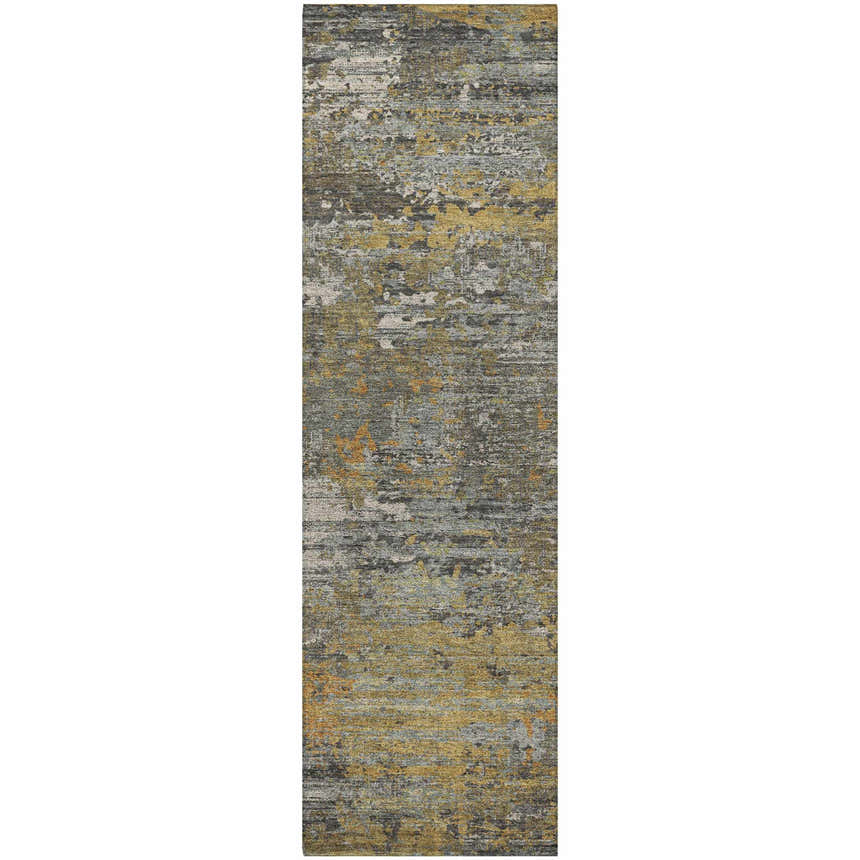 Close-up of a Dalyn Luxury Kochi KC12 Gray Area Rug; abstract design in chestnut, peach, and taupe.