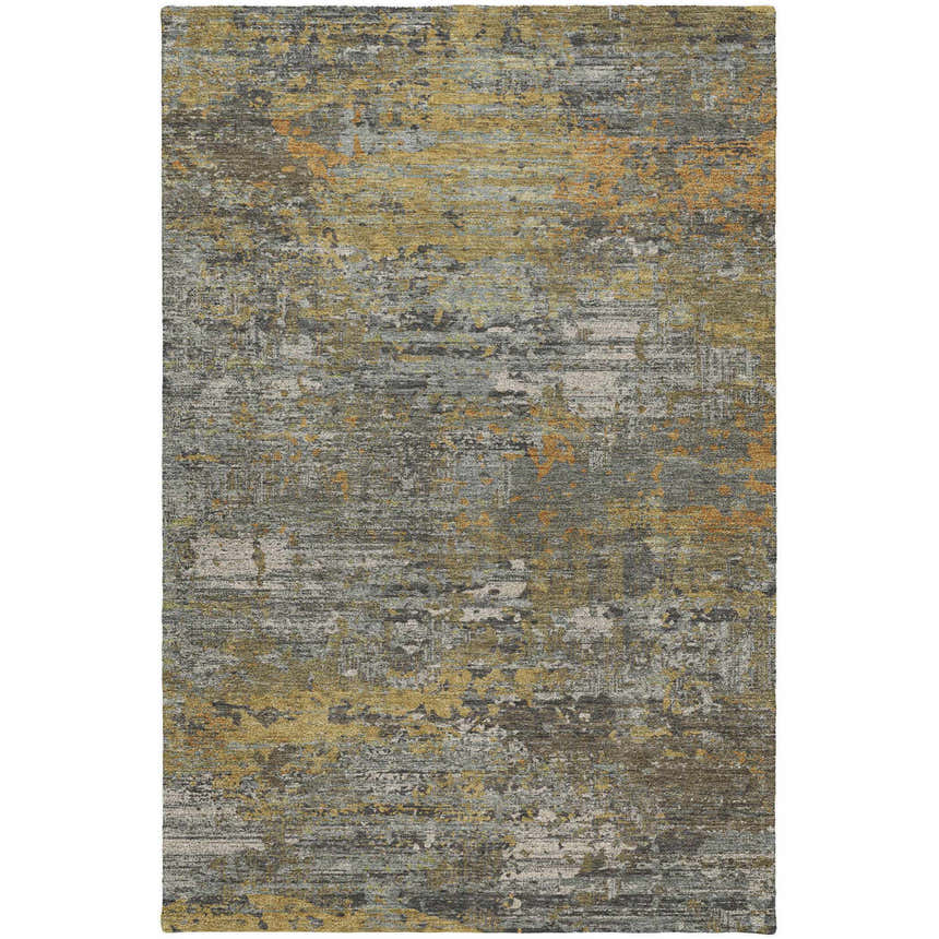 Close-up of Dalyn Luxury Kochi KC12 Gray Area Rug. Features chestnut, peach, and taupe hues in an abstract pattern.