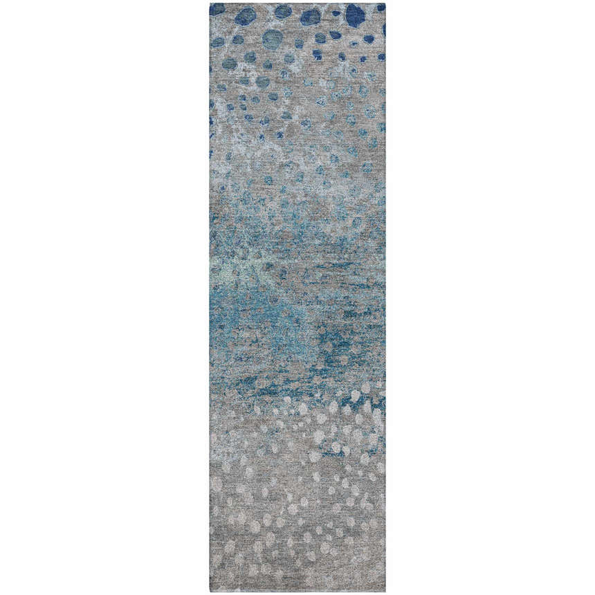 Close-up of the Dalyn Luxury Indoor/Outdoor Kochi KC13 Gray Area Rug featuring a denim, navy, and gray speckled pattern.