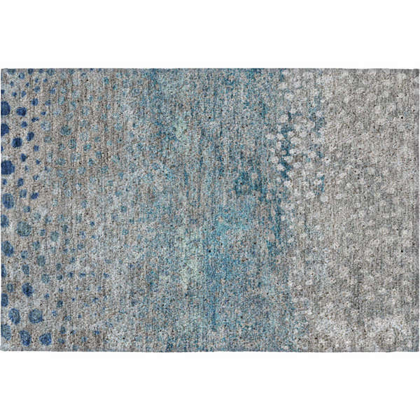 Close-up of the Dalyn Luxury Indoor/Outdoor Kochi KC13 Gray Area Rug, featuring denim, navy, and silver gray tones.