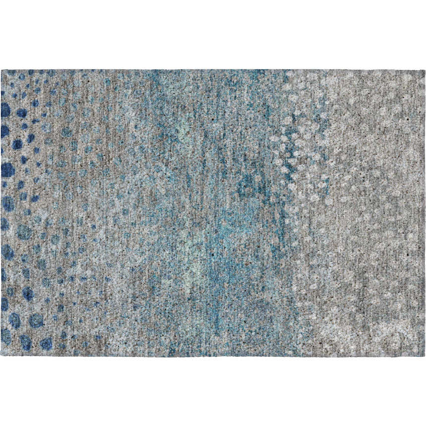 Close-up of the Dalyn Luxury Indoor/Outdoor Kochi KC13 Gray Area Rug, featuring denim, navy, and silver gray tones.