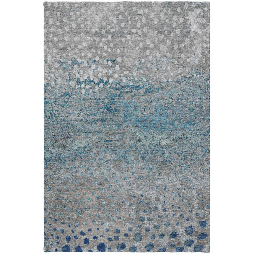 Dalyn Luxury Kochi KC13 Gray Area Rug with denim, navy, and silver gray abstract dot pattern. Transitional style.
