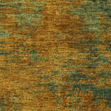 Close-up of the Dalyn Luxury Indoor/Outdoor Kochi KC2 Copper Area Rug, caramel, gold, and teal abstract pattern.