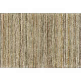 Close-up of the Dalyn Luxury Kochi KC3 Mocha area rug showing its caramel, fudge, and light brown vertical stripes.