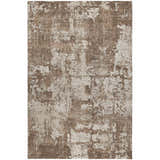 Close-up of the Dalyn Luxury Indoor/Outdoor Kochi KC7 Brown Area Rug with beige and brown distressed pattern.