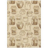 Close-up of Dalyn Kendall KE18 Parchment Washable Area Rug featuring a beige jar pattern.