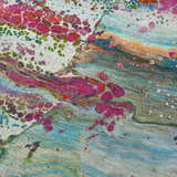 Close-up of Dalyn Machine Kikiamo KK2 Confetti Washable Area Rug with bright pink, teal, and confetti colors.