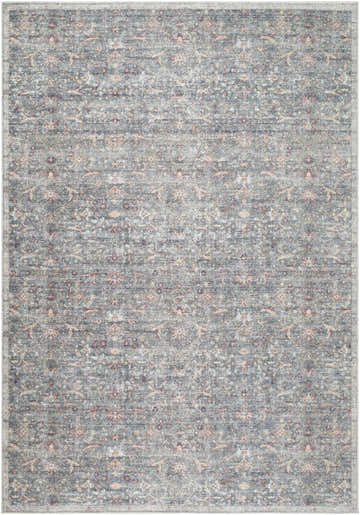 Close-up of Mary Machine Woven Vivir x LIVABLISS VVMR-2301 Area Rug with traditional dark brown, green, and peach pattern. Design-Rectangle