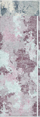 Close-up of the Keme Area Rug, a contemporary design in charcoal, silver, brown, and gray polyester. Abstract pattern and soft texture. Design-Runner-268