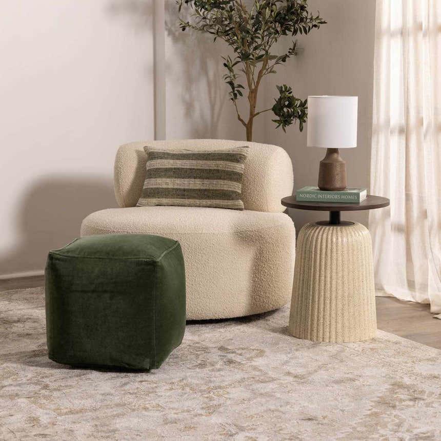Kumlu Ribbed Ceramic White Table Lamp