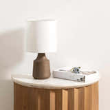 Kumlu Ribbed Ceramic White Table Lamp