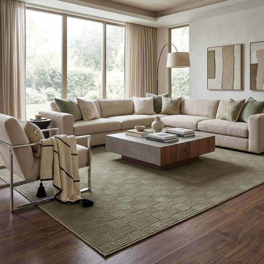 Kazuma Green Washable Area Rug