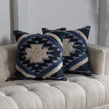 Shepardsville Navy Kilim Pattern Throw Pillow