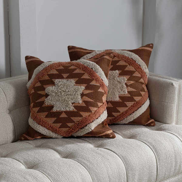 Reeves Orange Diamond Textured Throw Pillow