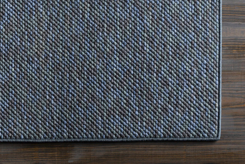 Lucca Dark Blue Textured Cut and Sew Custom Rug