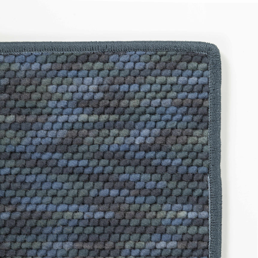 Lucca Dark Blue Textured Cut and Sew Custom Rug