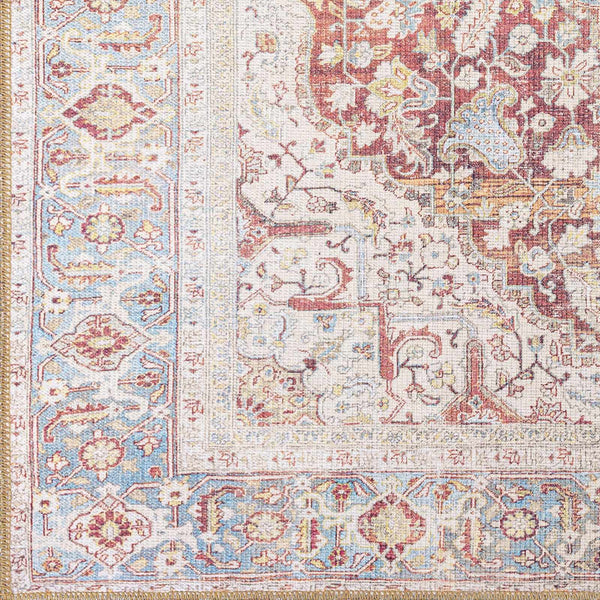 Sample Cream Rust Leeston Vintage Washable Area Rug - Clearance