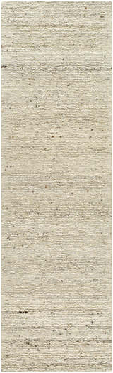 Close-up of the hand-tufted Winta Wool Area Rug. Ash, beige, and tan tones with a subtle, textured design. Design-Runner-310