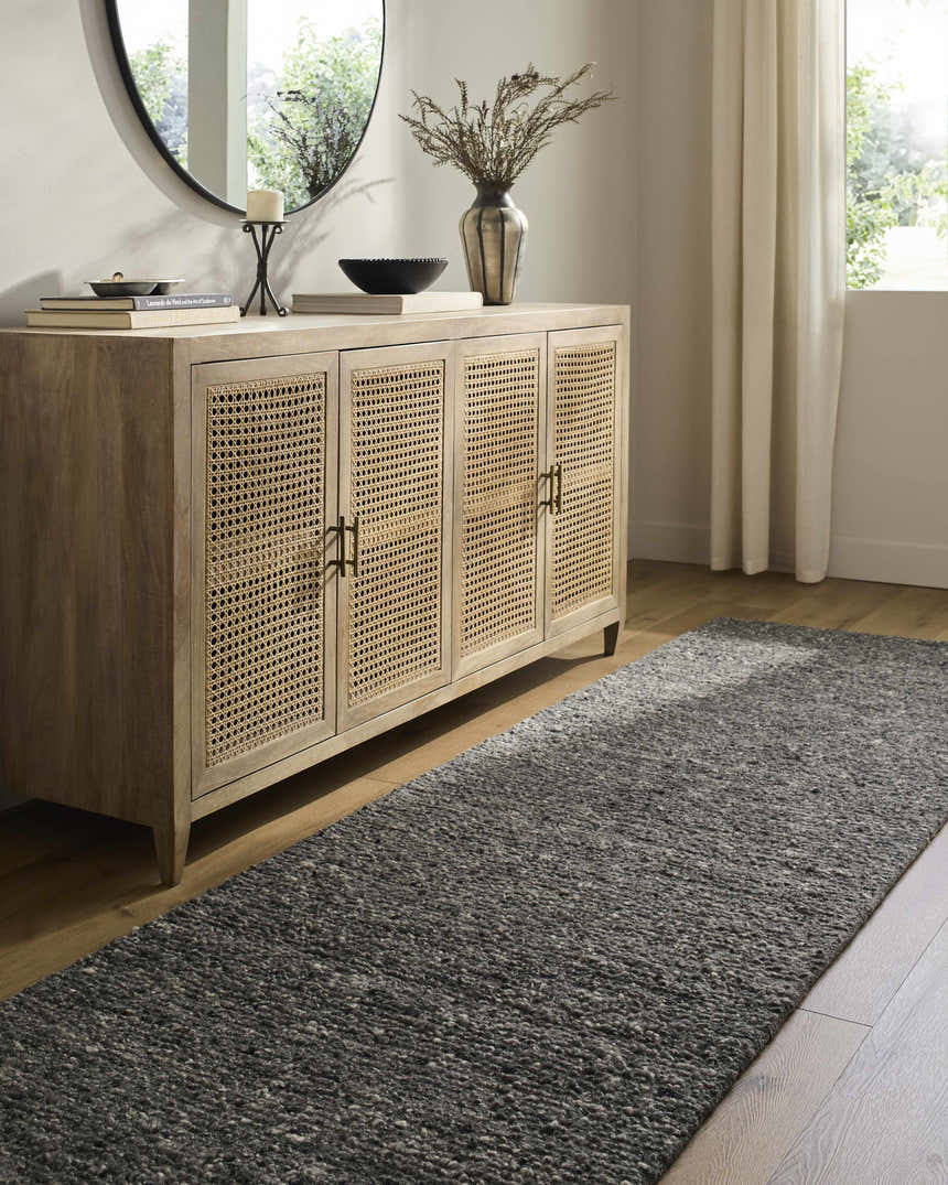 Made to Order Custom Size Winta Black Wool Area Rug