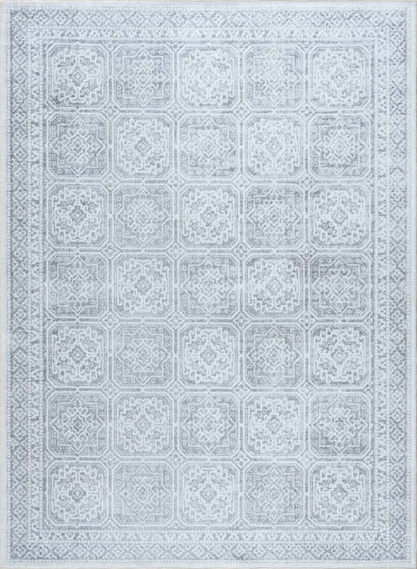 Sample Dakari Gray Geometric Washable Area Rug