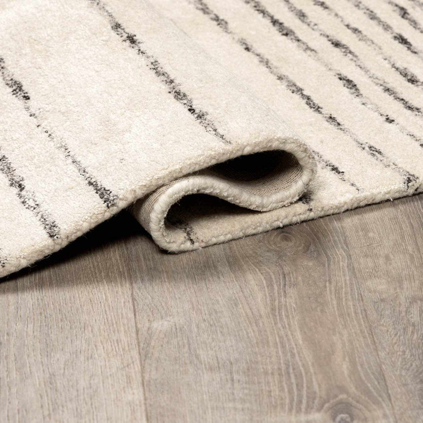 Ellisburg Striped Cream Faux Silk Rug