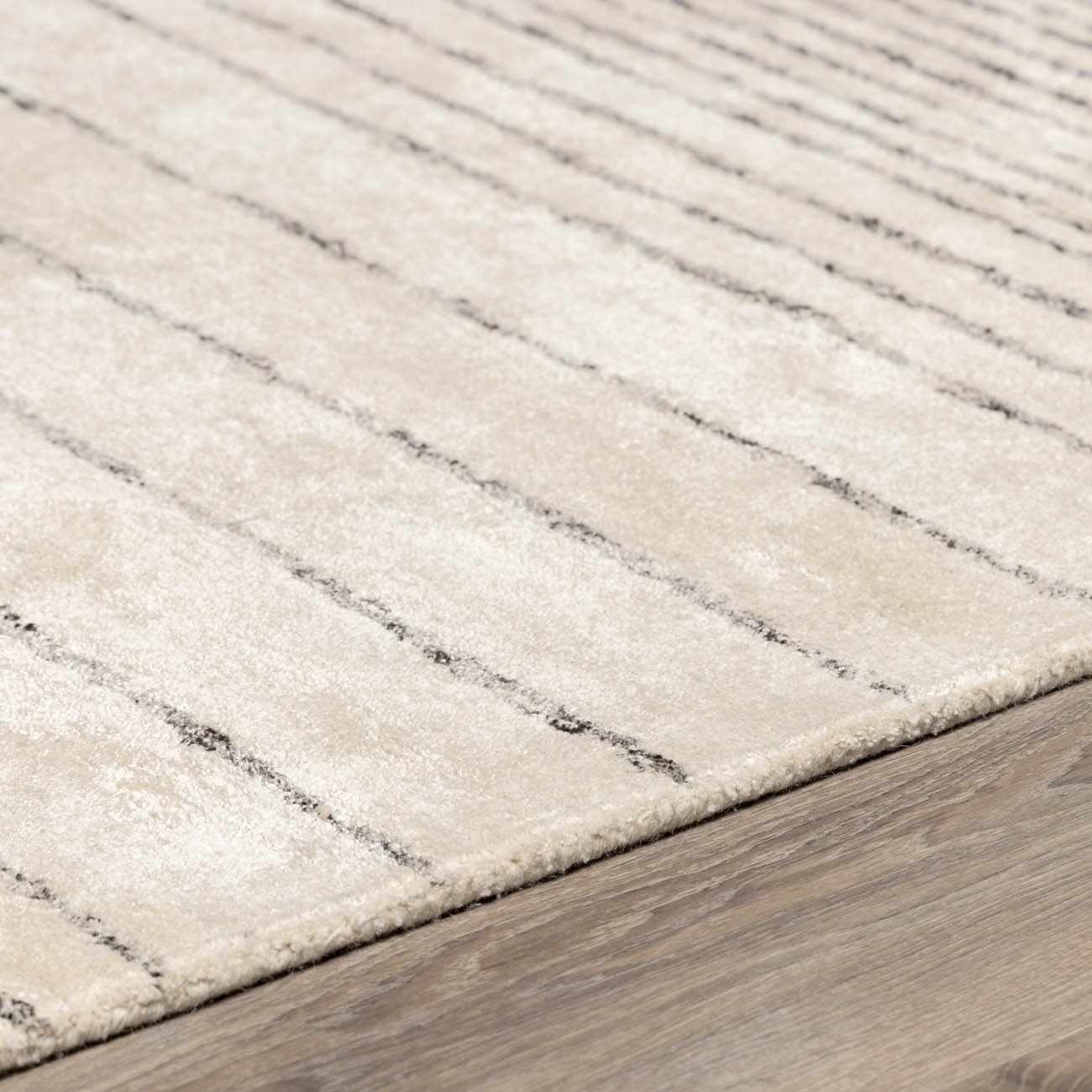 Ellisburg Striped Cream Faux Silk Rug