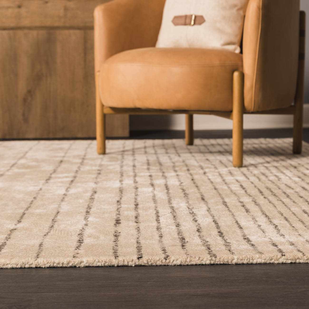 Ellisburg Striped Cream Faux Silk Rug