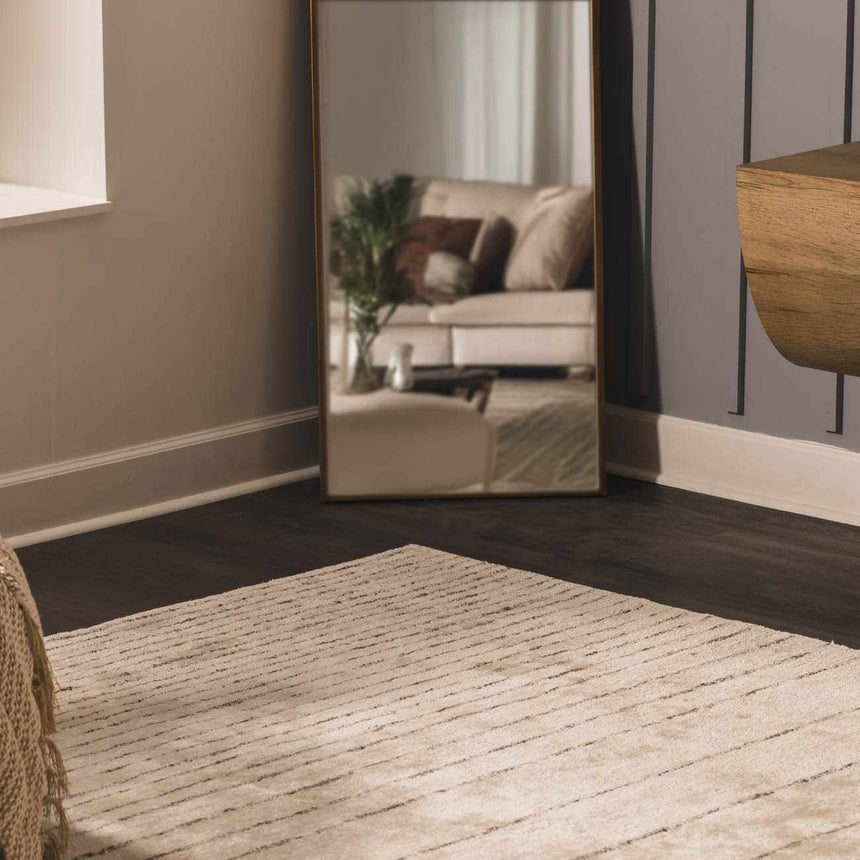 Ellisburg Striped Cream Faux Silk Rug