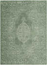 Close-up of the Lilach Area Rug, a machine-woven rectangle in green and sage with a traditional, faded design. Design-Rectangle-679