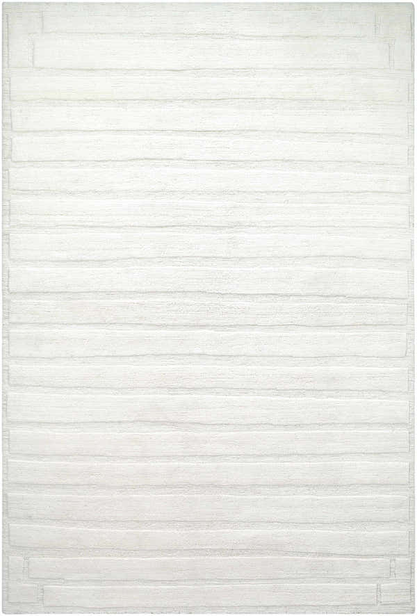 Close-up of the Aurex Cream Stepped Arch Art Deco Wool Rug, featuring a subtle, textured horizontal stripe pattern. Design-Rectangle-69