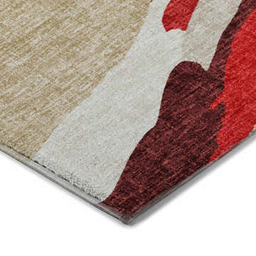 Close up of Dalyn Luxury Lorenzo LN4 Red Washable Area Rug. Features beige, red, chestnut, and dark brown colors.
