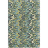 Dalyn Luxury Lorenzo LN6 Teal Washable Area Rug with beige, green, and charcoal abstract pattern.