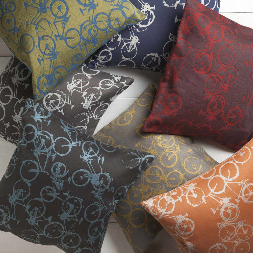 Landisburg Blue Bicycle Pattern Throw Pillow - Clearance