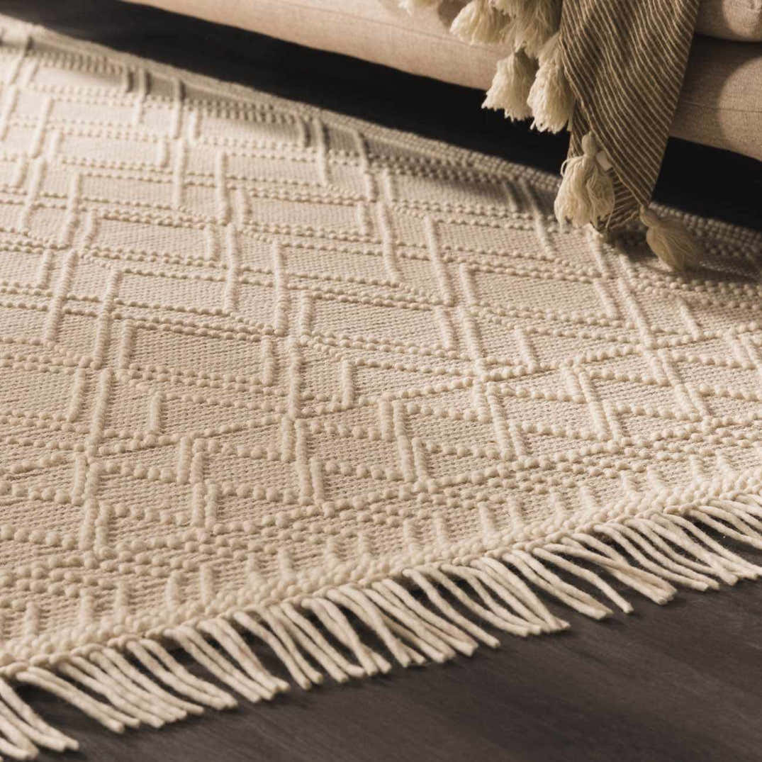 Ramsbury Beige Trellis Wool Rug – Boutique Rugs