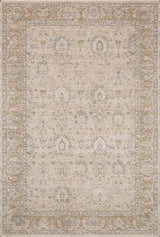 Close-up of the Airlia Cream Thick Luxe Area Rug. Beige, ivory, and light gray traditional floral pattern. Design-Rectangle-23