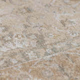 Close-up of the Airlia Cream Thick Luxe Area Rug showing its beige, ivory, and light gray traditional pattern and plush texture. Texture