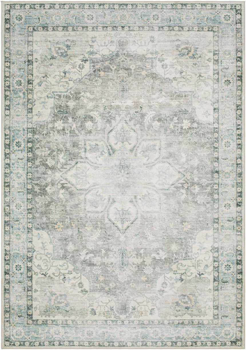 Sample Lotan Green Medallion Washable Area Rug
