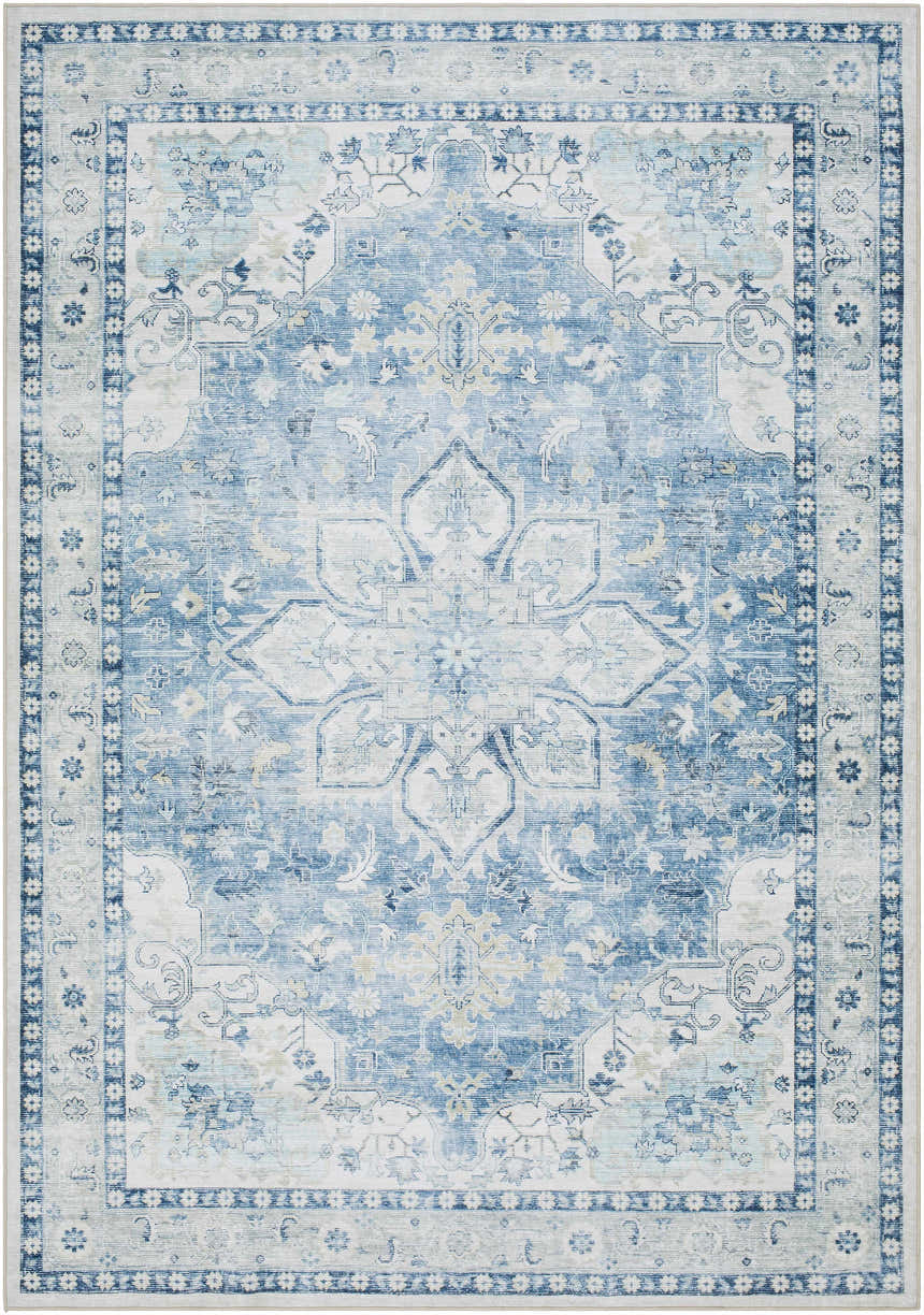 Sample Lotan Blue Medallion Washable Area Rug - Clearance