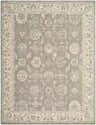 Detailed Alinae Area Rug featuring a traditional floral pattern in cream, green, slate blue, and tan. Design-Rectangle-710102