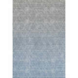 Dalyn Luxury Lazio LZ2 Blue Washable Area Rug with a denim and gray diamond pattern. Farmhouse style.